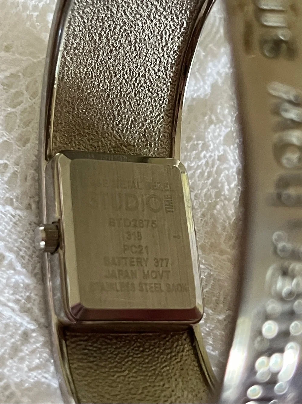 Studio Silver-tone Text-Engraved Cuff Watch